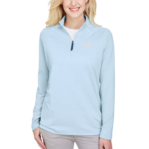 APT - Women's CrownLux Performance® Clubhouse Micro-Stripe Quarter-Zip Pullover Thumbnail